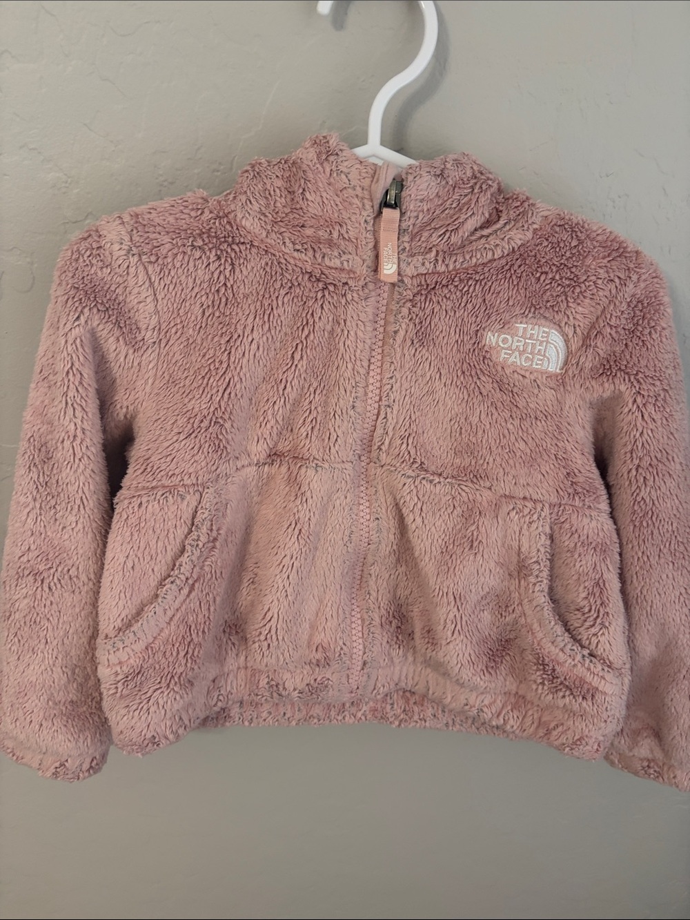 The North Face Kids Plush Fleece Hoodie in Dusty Rose Pink